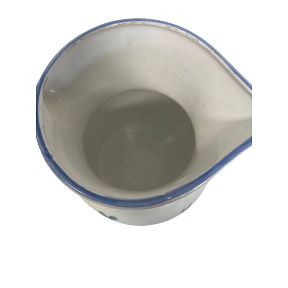 Savoir Vivre Portofino Italy Jug Pitcher Vase 7" Floral White Blue Pottery - Picture 6 of 9